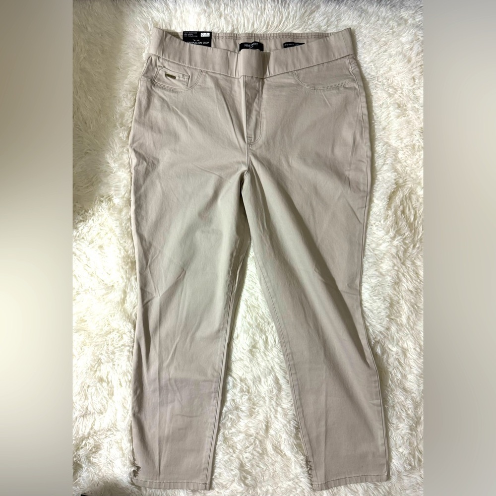 Nine West NWT Heidi Pull On Skinny Crop Capri Khaki Twill Pants Plus Size 16